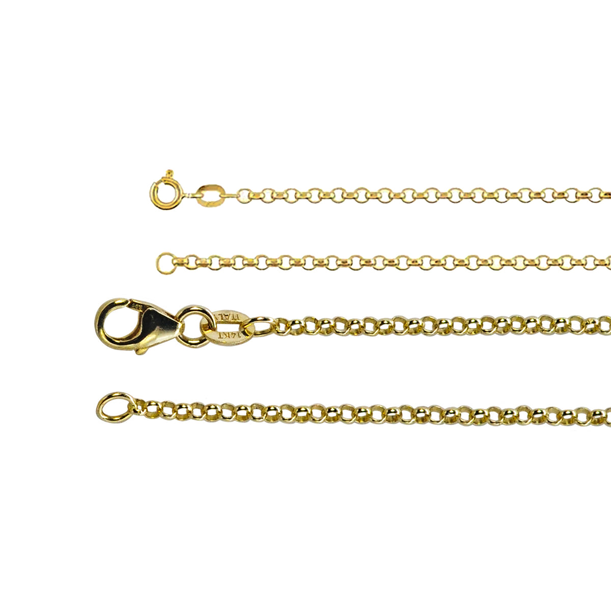 1.5mm & 1.9mm 14k Yellow Gold Rolo Chains | Rebecca Myers Collection