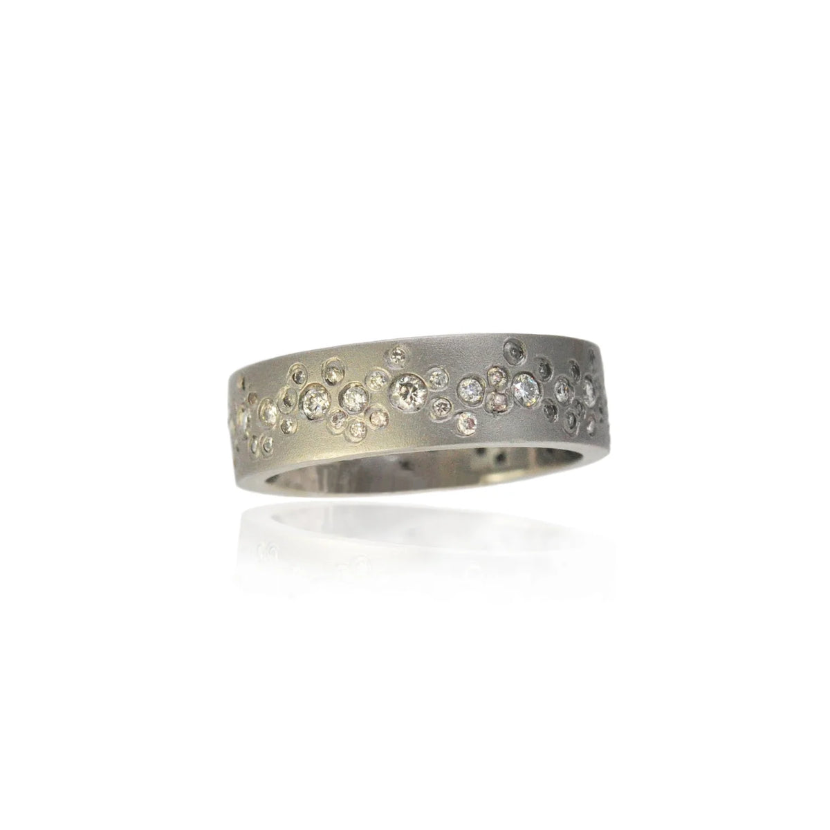 Round Fairy Dust Diamond and Gold Rings | Rebecca Myers Collection
