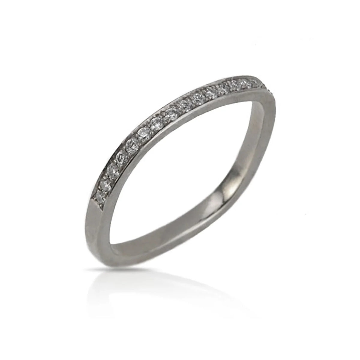 2mm Square Pave Diamond Stacking Ring, white gold | Rebecca Myers Collection