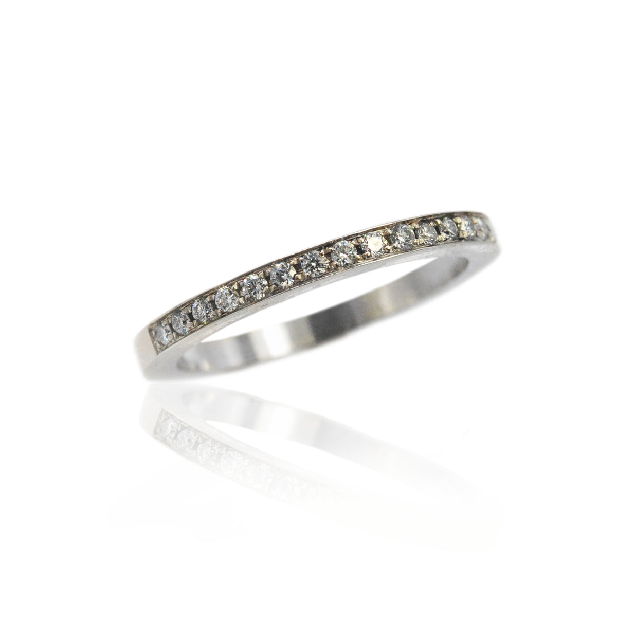 2mm 14k White Gold & Diamond Top Set Band | Rebecca Myers Collection