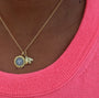 Medium Pave Diamond Sunflower Necklace with Medium Bee Charm on black female model | Rebecca Myers Collection