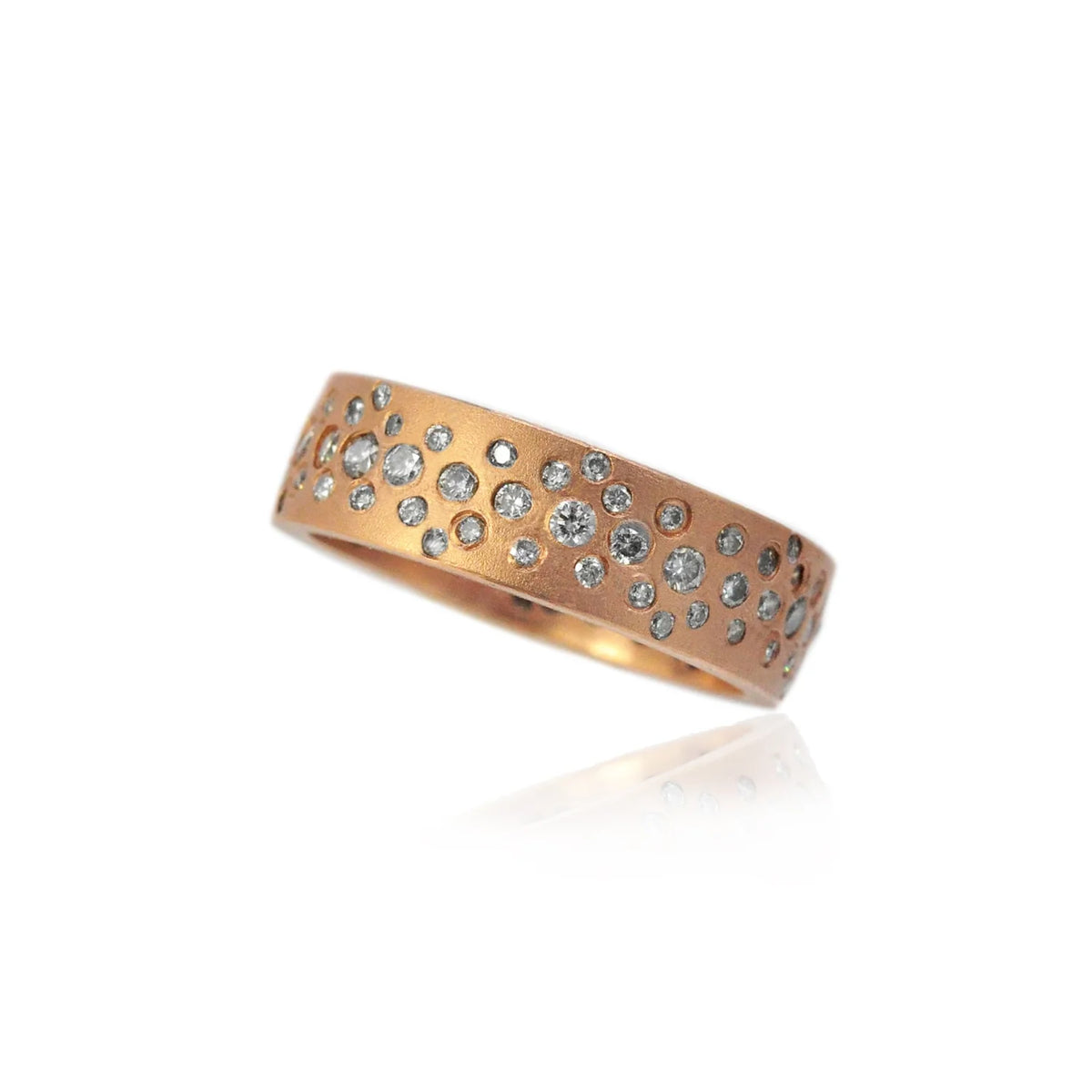Round Fairy Dust Diamond and Gold Rings | Rebecca Myers Collection
