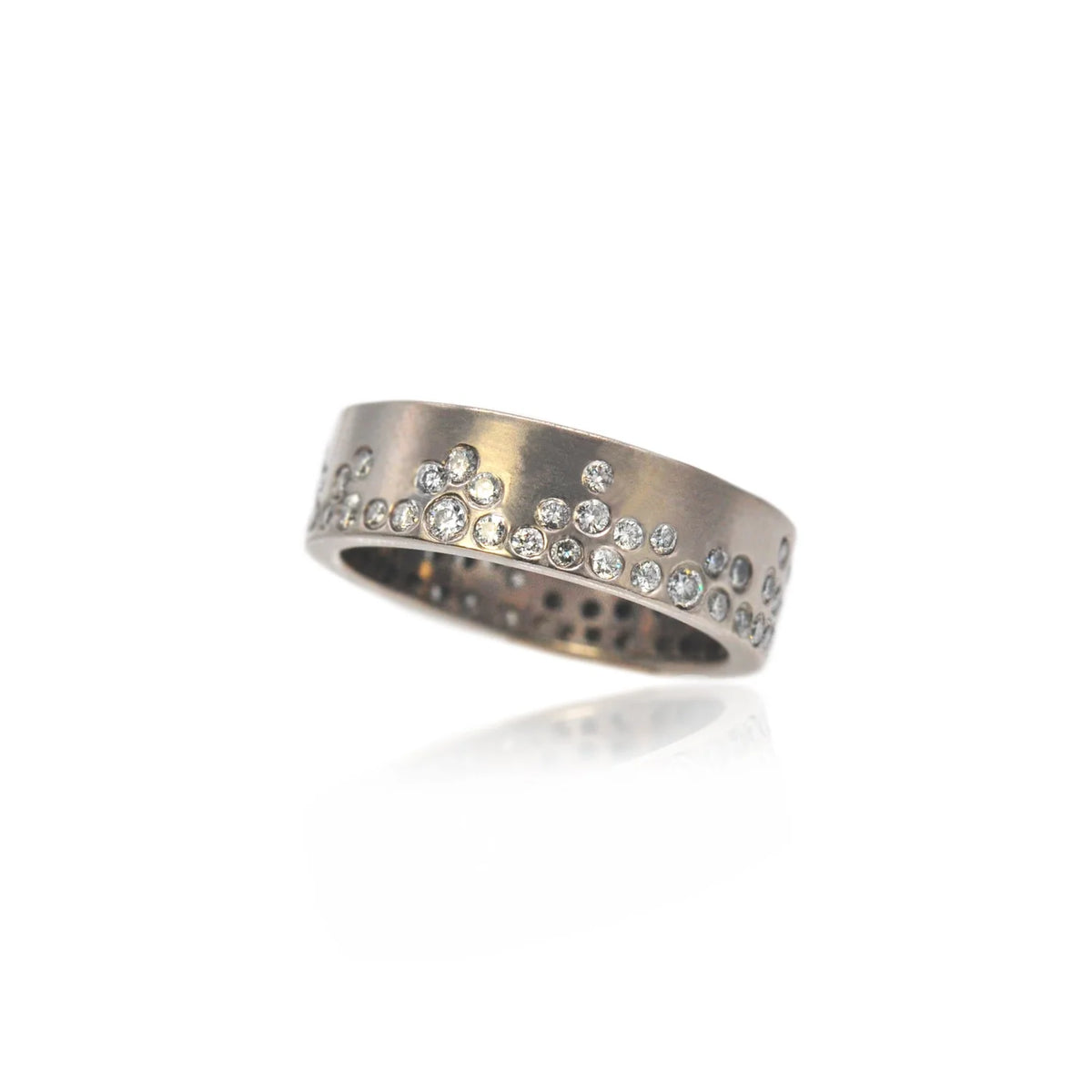 Round Fairy Dust Diamond and Gold Rings | Rebecca Myers Collection