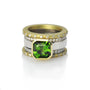 Asscher Cut Green Tourmaline Gemstone Ring + 2mm Diamond Stacking Rings | Rebecca Myers Design