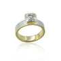 Asscher Cut Diamond on White & Yellow Gold Band | Rebecca Myers Collection