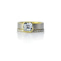 Asscher Cut Silver Sapphire Solitaire & Yellow Gold 2mm Fairy Dust Ring | Rebecca Myers Collection