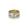 Asscher Cut Diamond on White & Yellow Gold Band with 4mm Square White Gold Diamond Band | Rebecca Myers Collection