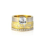 Asscher Cut Silver Sapphire Solitaire, 6mm Yellow Gold Fairy Dust Ring, 2mm Yellow Gold Fairy Dust Ring | Rebecca Myers Collection