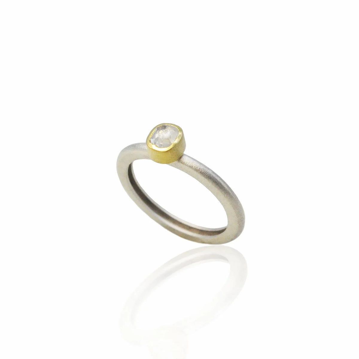 Gold and Silver Natural Diamond & Flower Stacking Rings 8 | Rebecca Myers Collection