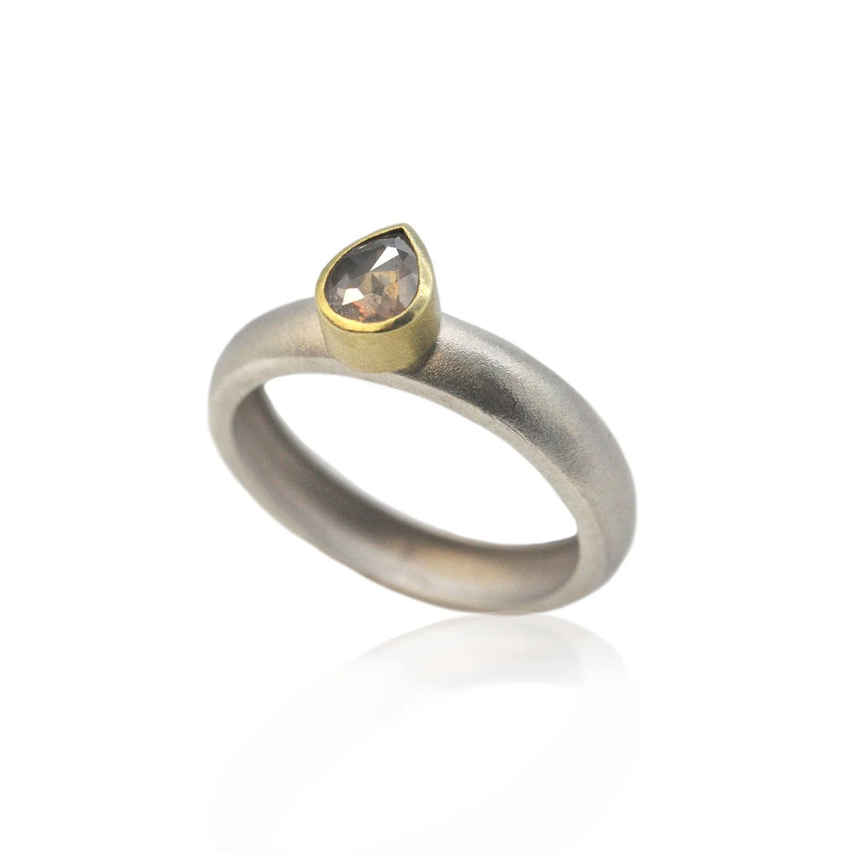 Gold and Silver Natural Diamond & Flower Stacking Rings 3 | Rebecca Myers Collection