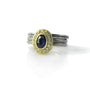 Blue Oval Sapphire Halo Ring & 2mm Fairy Dust Band | Rebecca Myers Collection