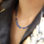 Blue Sapphire Beaded Necklace  on white female | Rebecca Myers Collection