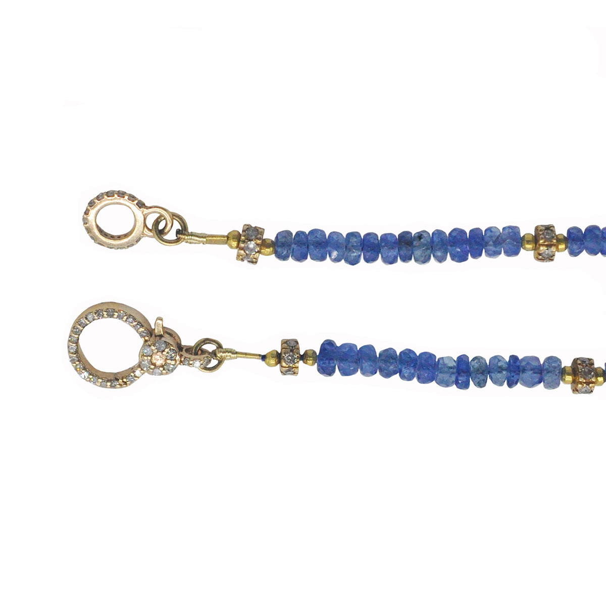 Blue Sapphire Necklace with Gold & Diamond Clasp | Rebecca Myers Collection