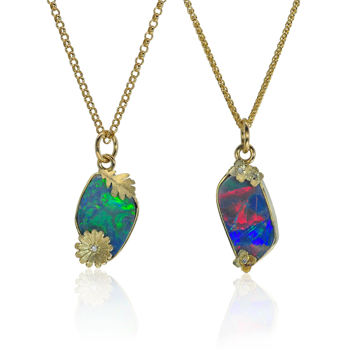 Boulder Opal & Flower Pendants | Rebecca Myers Collection