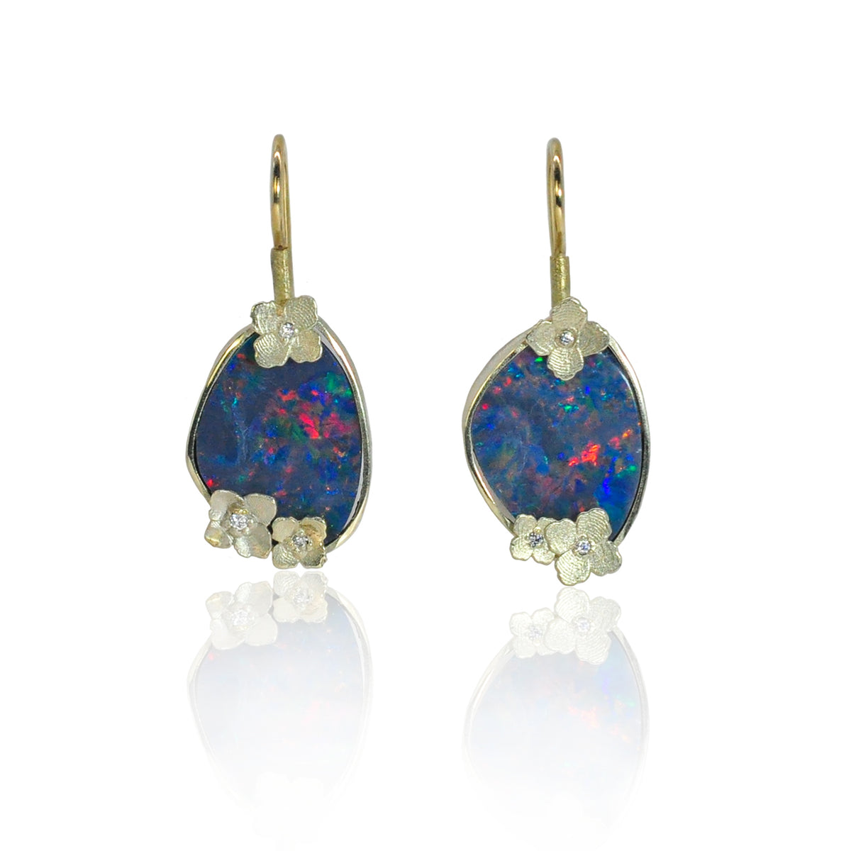 Boulder Opal & Hydrangea Earrings | Rebecca Myers Collection