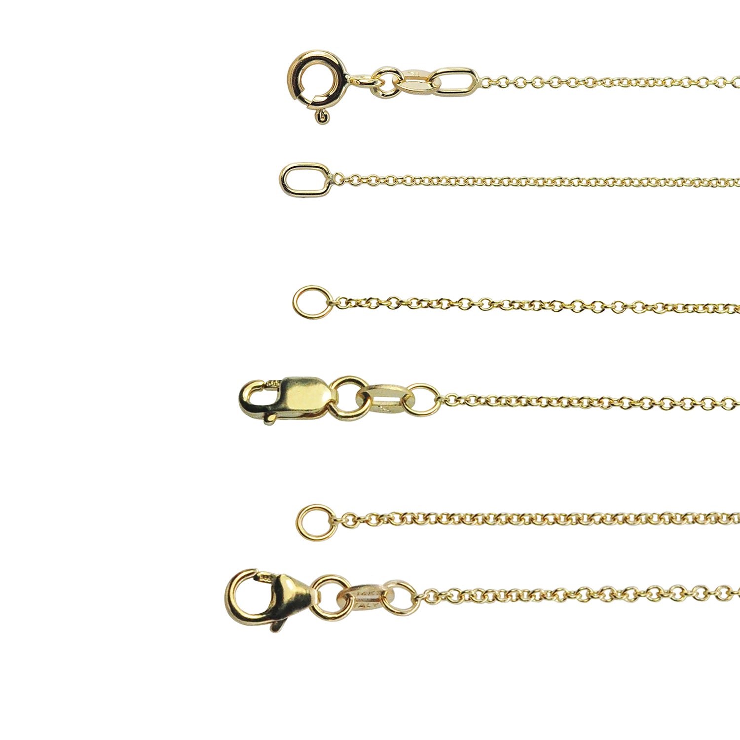 14k Yellow Gold Cable Chains 1.1mm-1.5mm | Rebecca Myers Collection