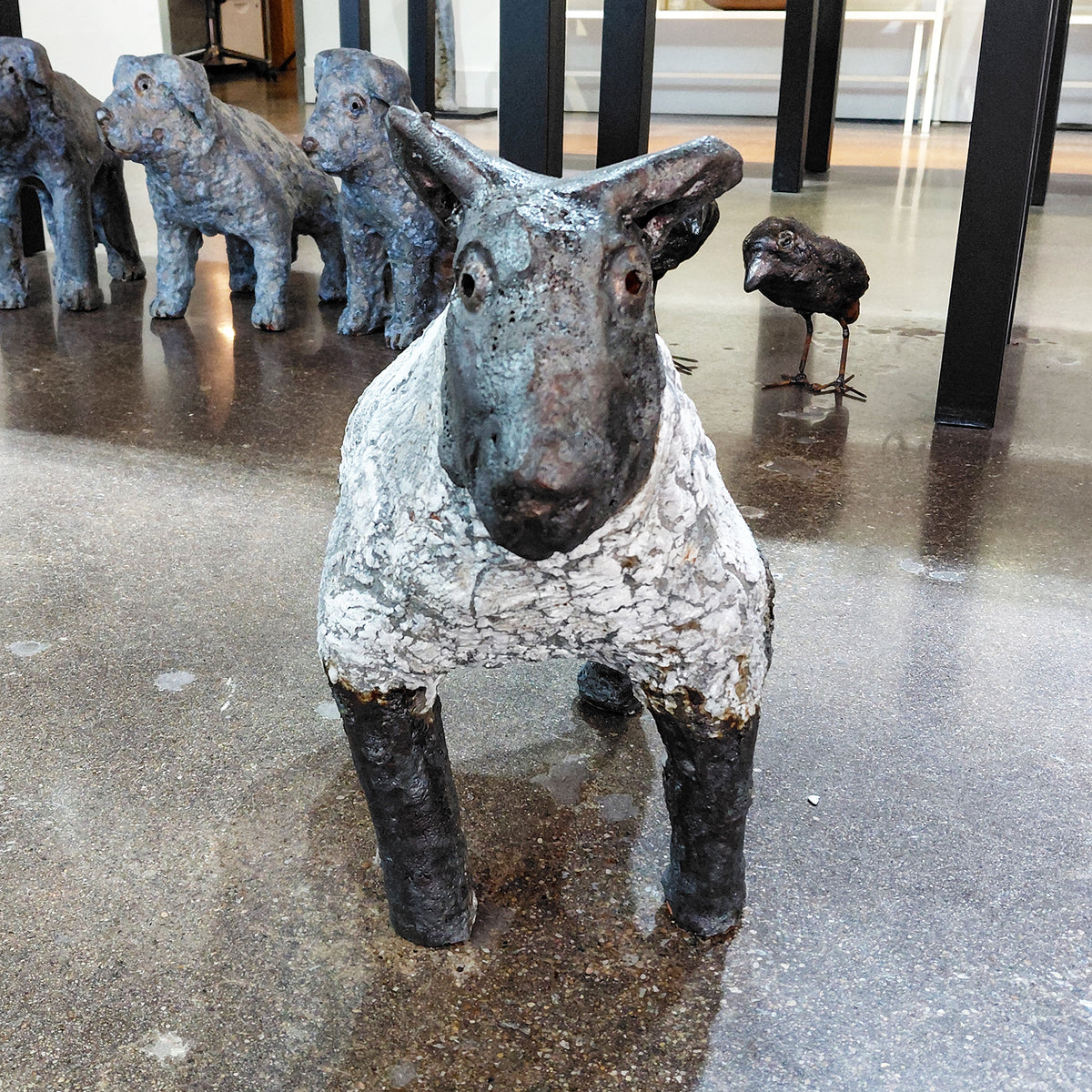 Ceramic Standing Sheep Sculpture by Mark Chatterley, front view | Rebecca Myers Collection