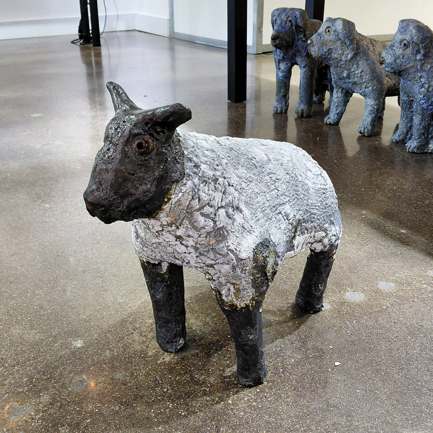 Ceramic Standing Sheep Sculpture by Mark Chatterley, profile view | Rebecca Myers Collection
