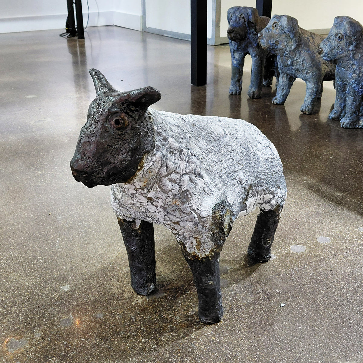 Ceramic Standing Sheep Sculpture by Mark Chatterley, profile view | Rebecca Myers Collection