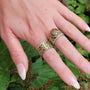 Cheetah Print Rings on white female model | Rebecca Myers Collection
