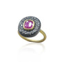 Cushion Cut Ruby Wide Halo Ring | Rebecca Myers Collection