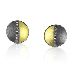 Starry Night Half & Half Disc Earrings with Diamonds | Rebecca Myers Collection