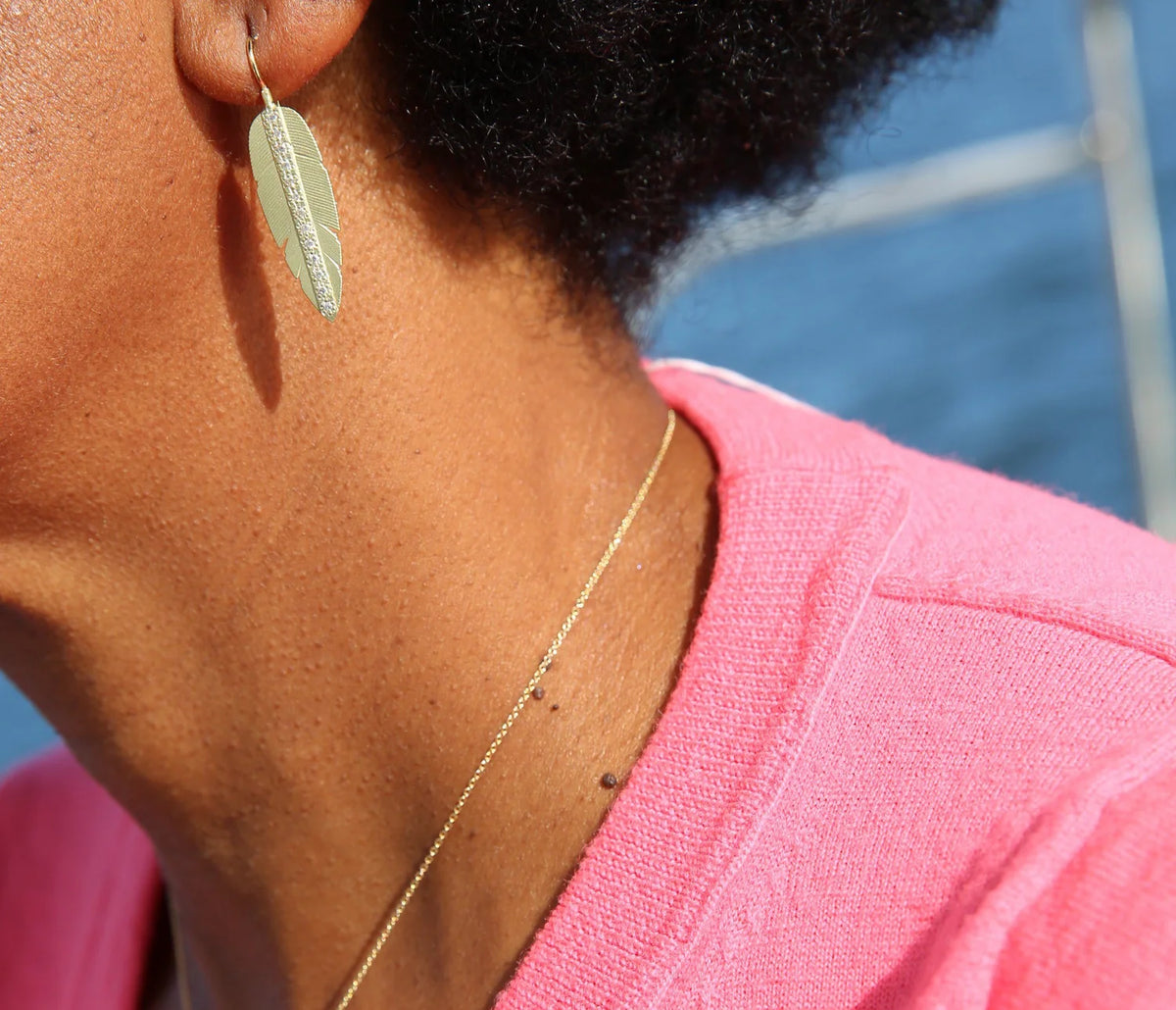 Large Gold & Diamond Feather Jewelry Set | Rebecca Myers Collection