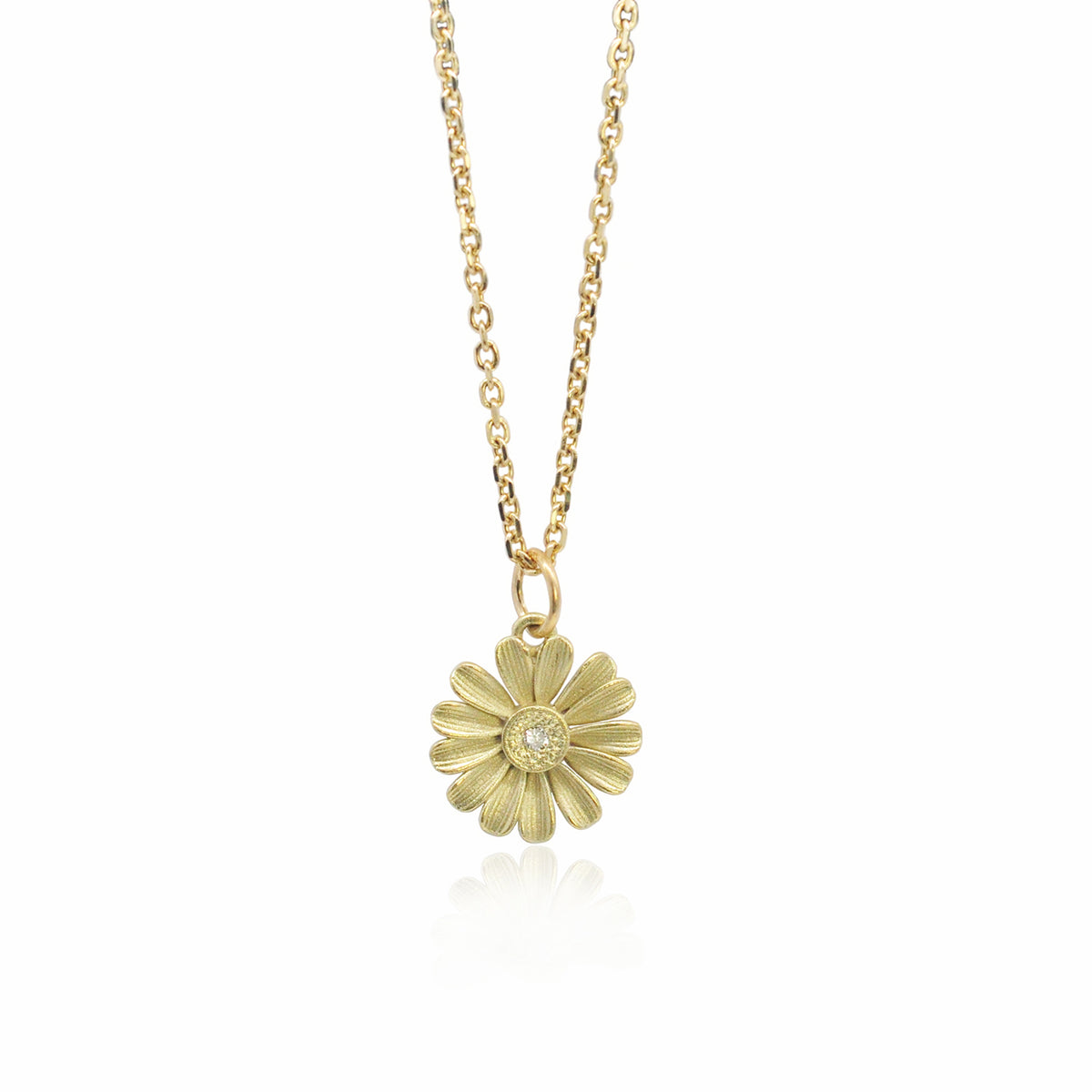 Small Gold & Diamond Shasta Daisy Necklace | Rebecca Myers Collection