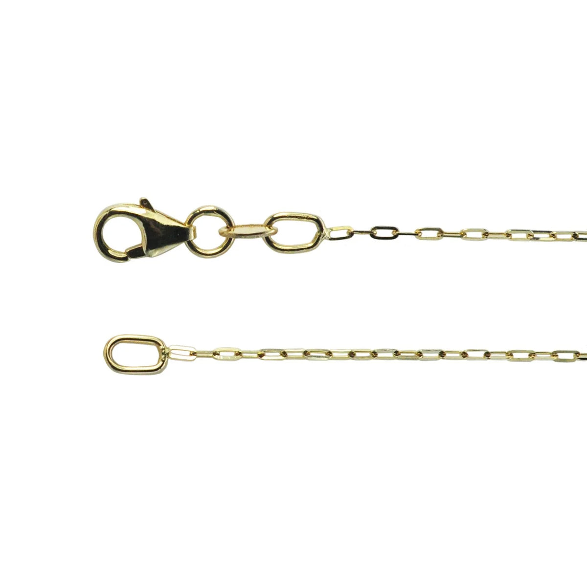 14k Yellow Gold 16" 0.9mm Diamond Cut Flat Link Chain | Rebecca Myers Collection
