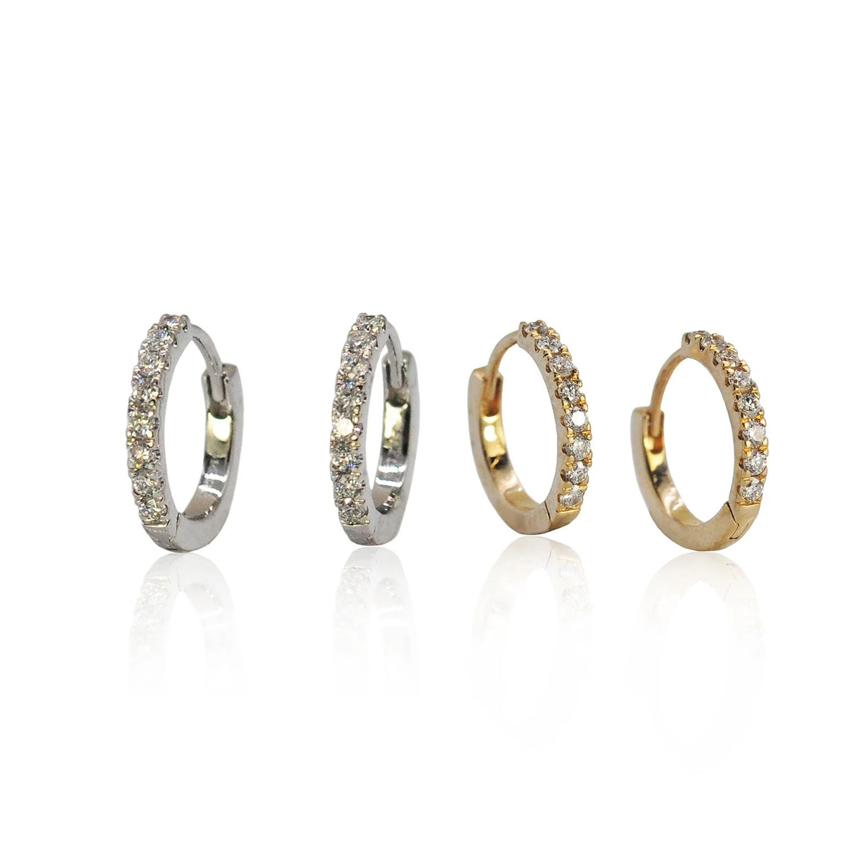 Gold Huggie Hoop Earrings with Diamonds | Rebecca Myers Collection
