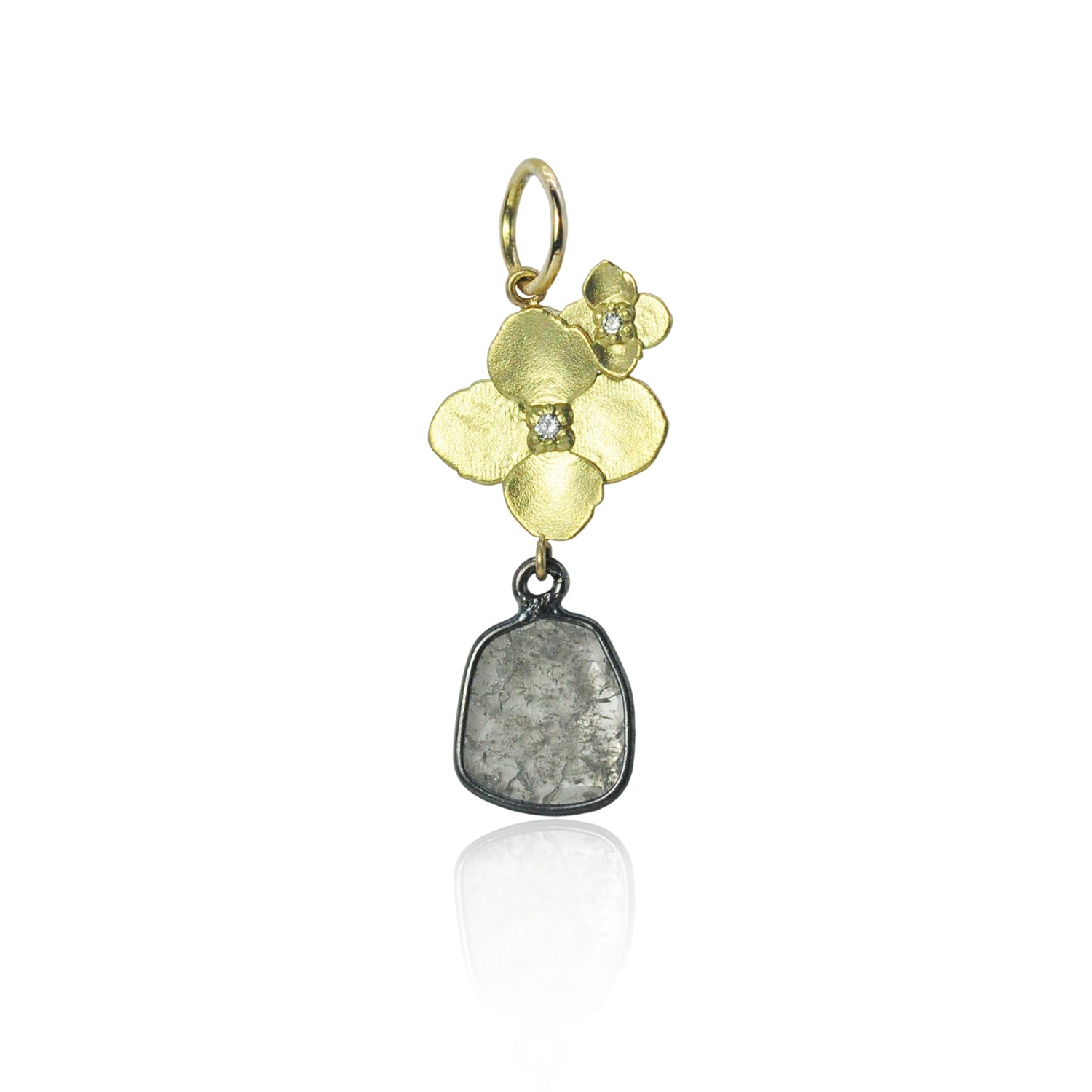 Gold & Diamond Double Hydrangea and Diamond Slice Charm | Rebecca Myers Collection