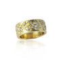 Wide Yellow Gold Band with Flowers, Vines, & Diamonds | Rebecca Myers Collection