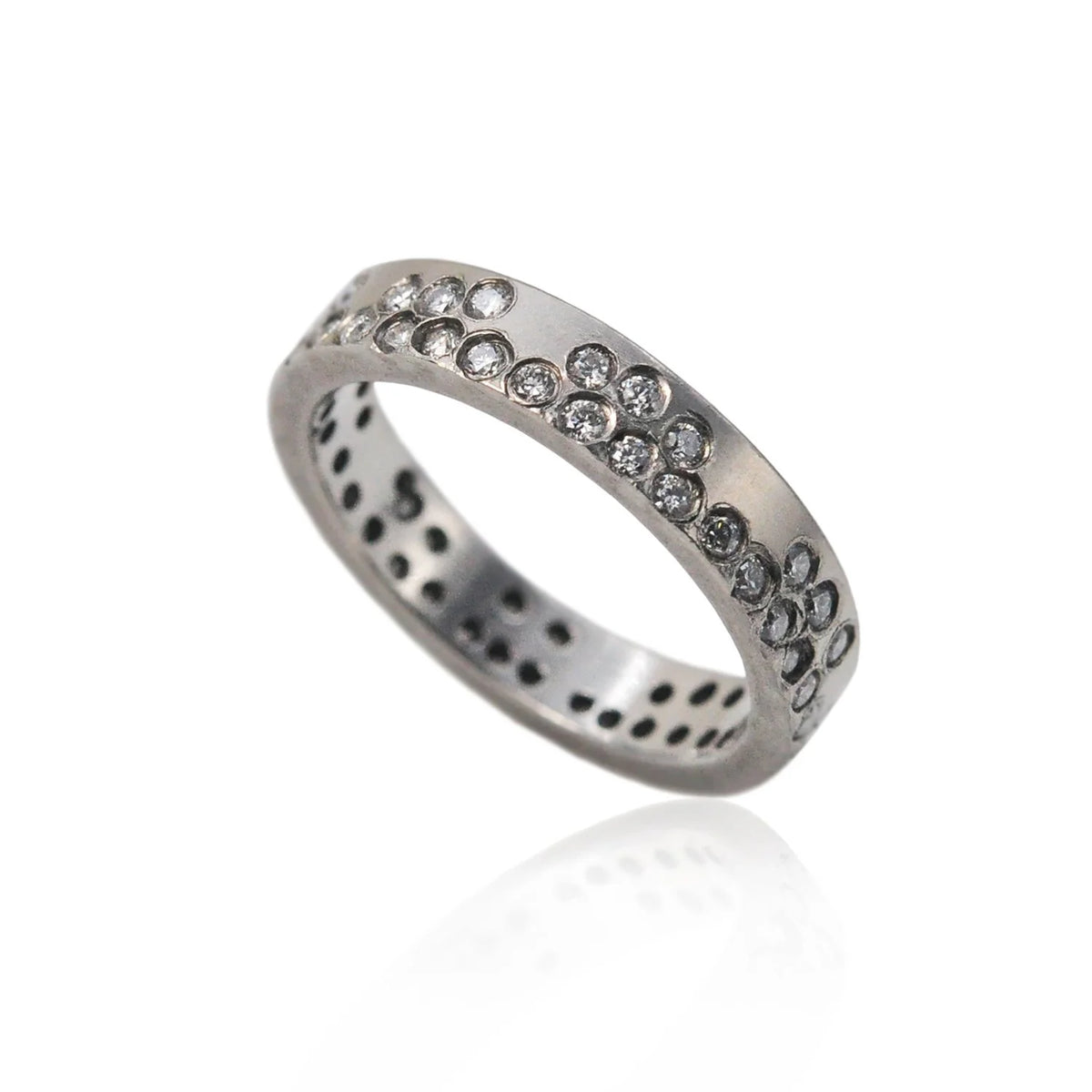 Round Fairy Dust Diamond and Gold Rings | Rebecca Myers Collection