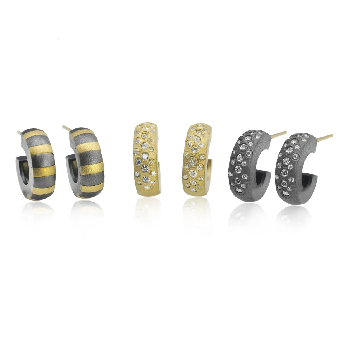 Petite Fairy Dust or Striped Hoop Earrings on Posts | Rebecca Myers Collection