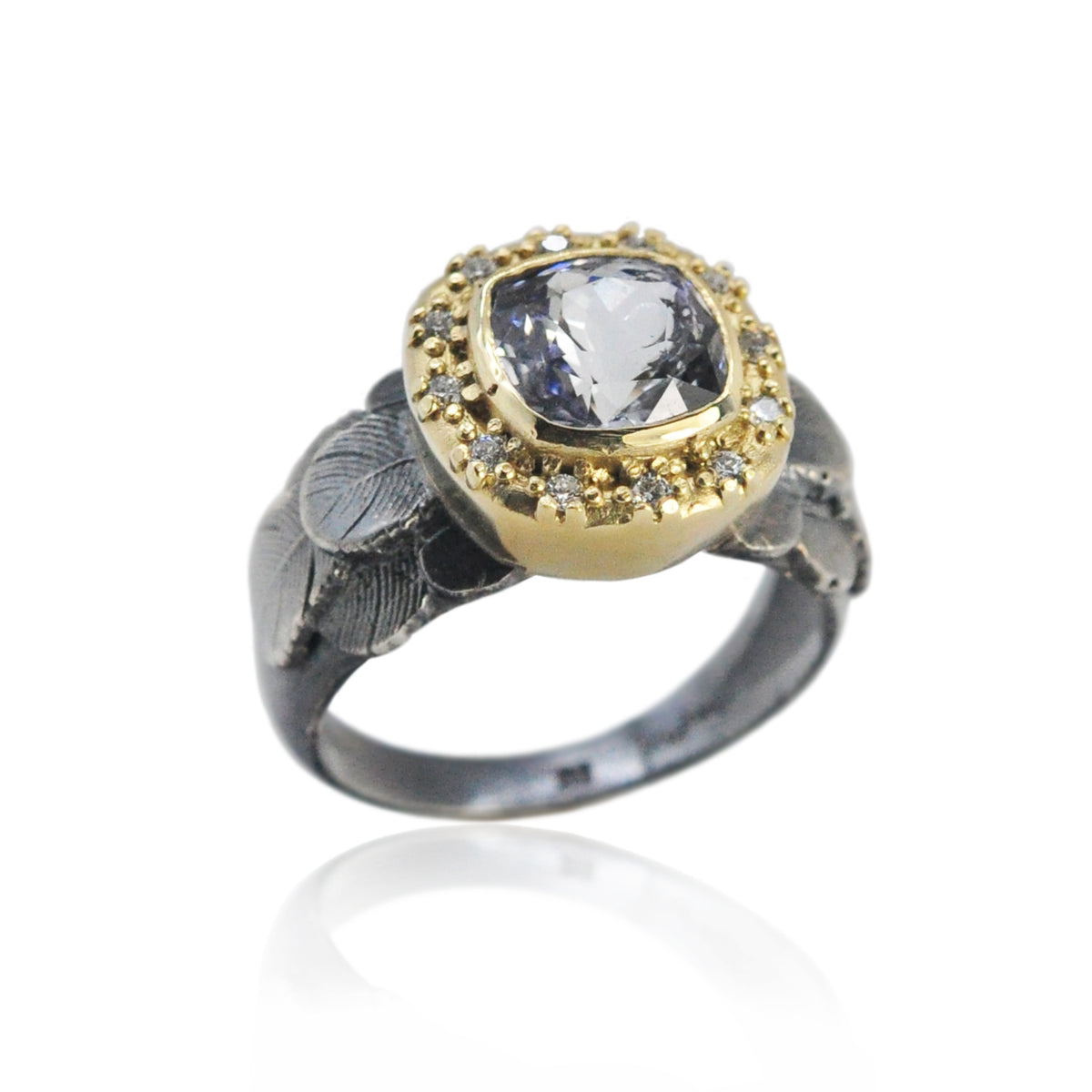 Lavender Sapphire Feather Halo Ring | Rebecca Myers Collection