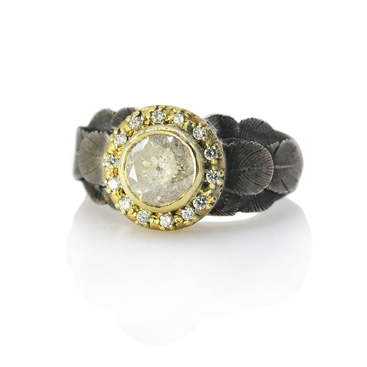 Natural Diamond Feather Halo Ring | Rebecca Myers Collection