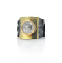Feather Band in Oxidized Silver and 14k Yellow Gold with Natural Diamond | Rebecca Myers Collection