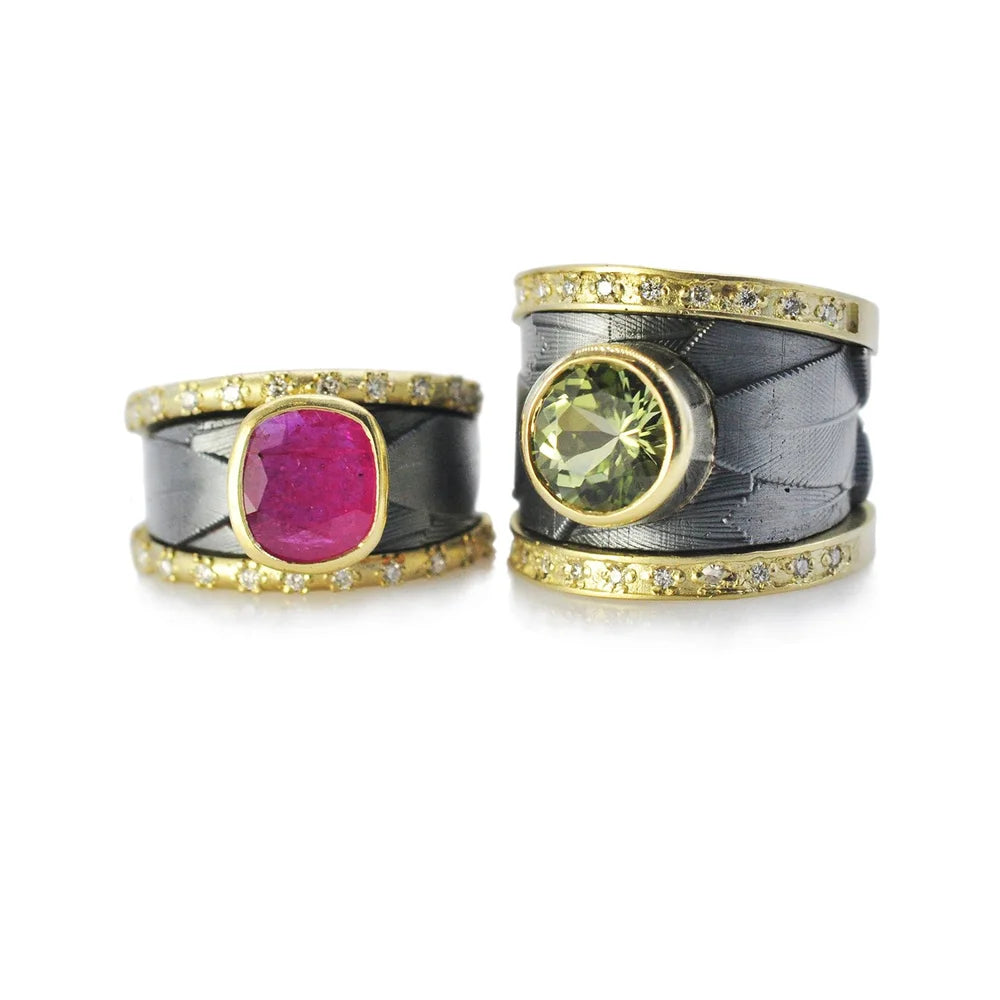 Tapered Feather Bands with Stones | Rebecca Myers Collections