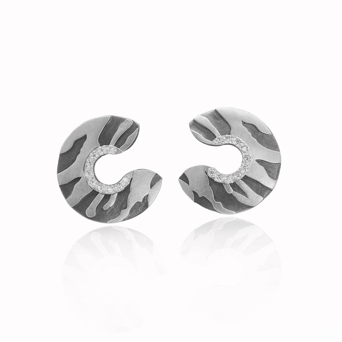 Flat Animal Print Hoop Earrings with Diamonds | Rebecca Myers Collection