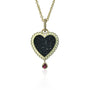 Framed Black Druzy Heart Pendant with Ruby Teardrop Drop | Rebecca Myers Collection