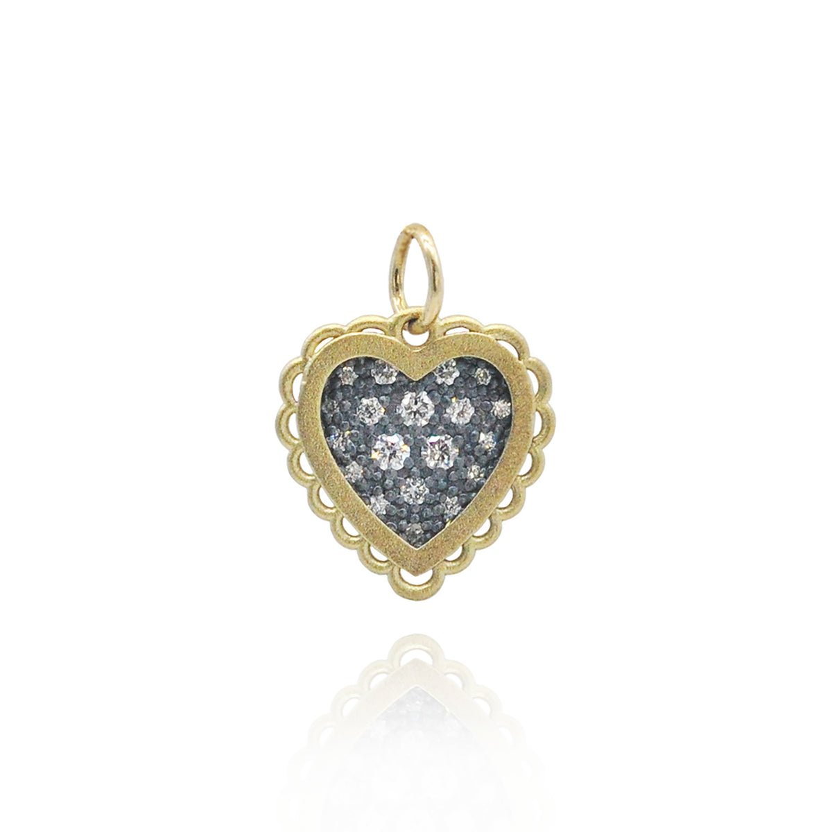 Small Gold Framed Pave Diamond Heart Charm | Rebecca Myers Collection