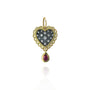 Small Gold Framed Pave Diamond Heart Charm with Ruby Drop | Rebecca Myers Collection