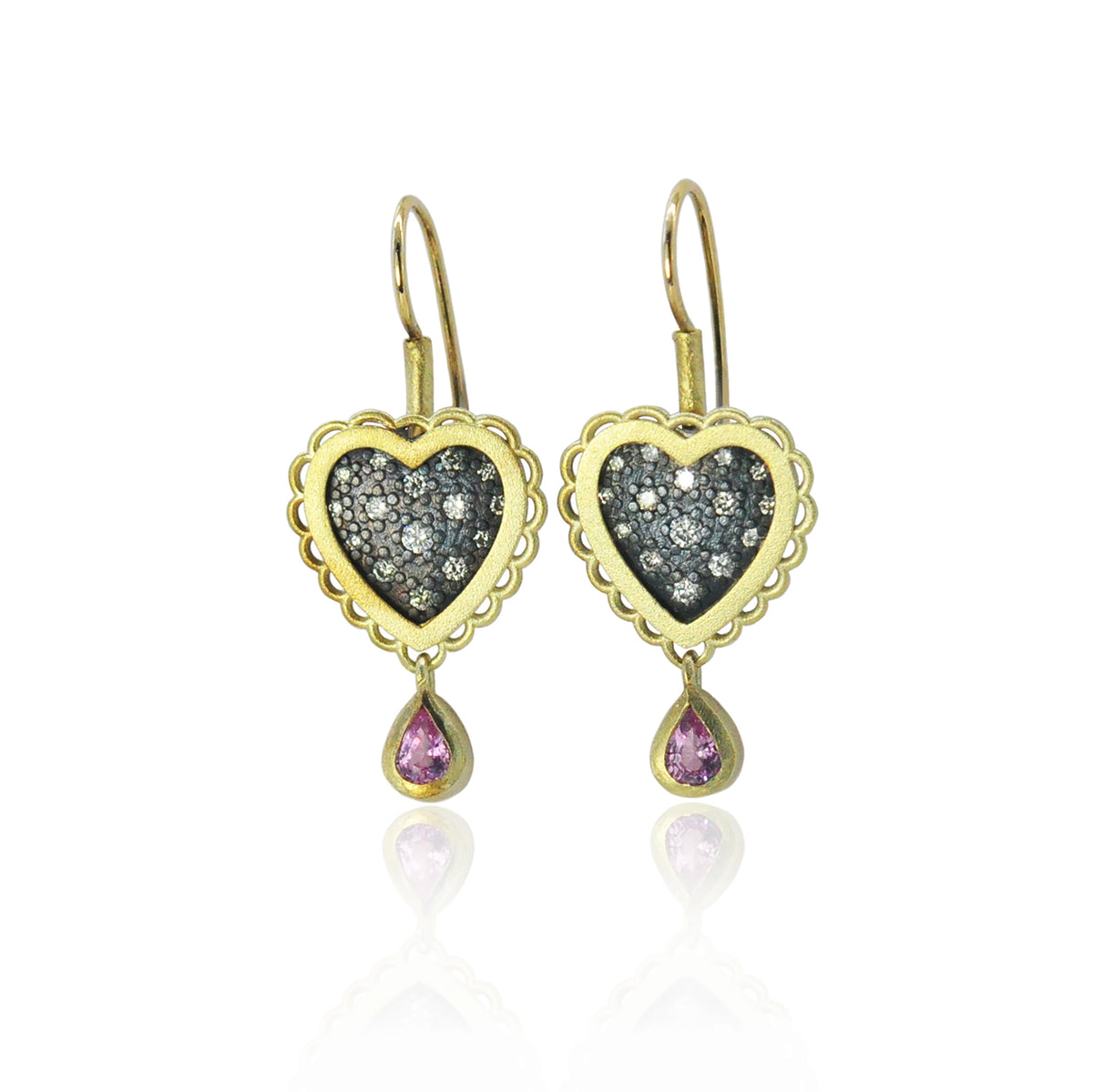 Small Framed Pave Diamond Heart Earrings