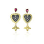 Heart Earrings with Ruby Tops and Bee Dangles | Rebecca Myers Collection