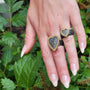 Framed Heart Rings on white female model | Rebecca Myers Collection