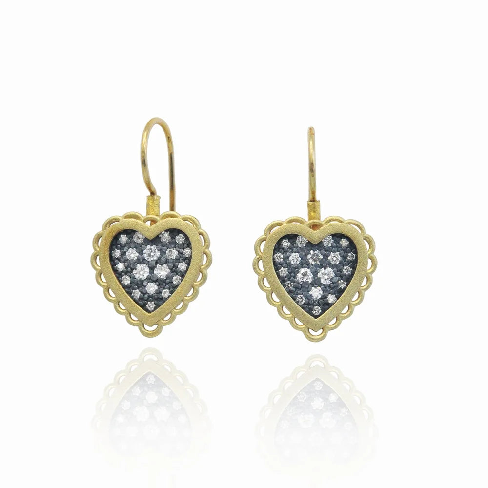 Small Framed Pave Diamond Heart Earrings | Rebecca Myers Collection