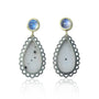 Teardrop White Framed Druzy Earrings with Moonstone Toppers | Rebecca Myers Collection