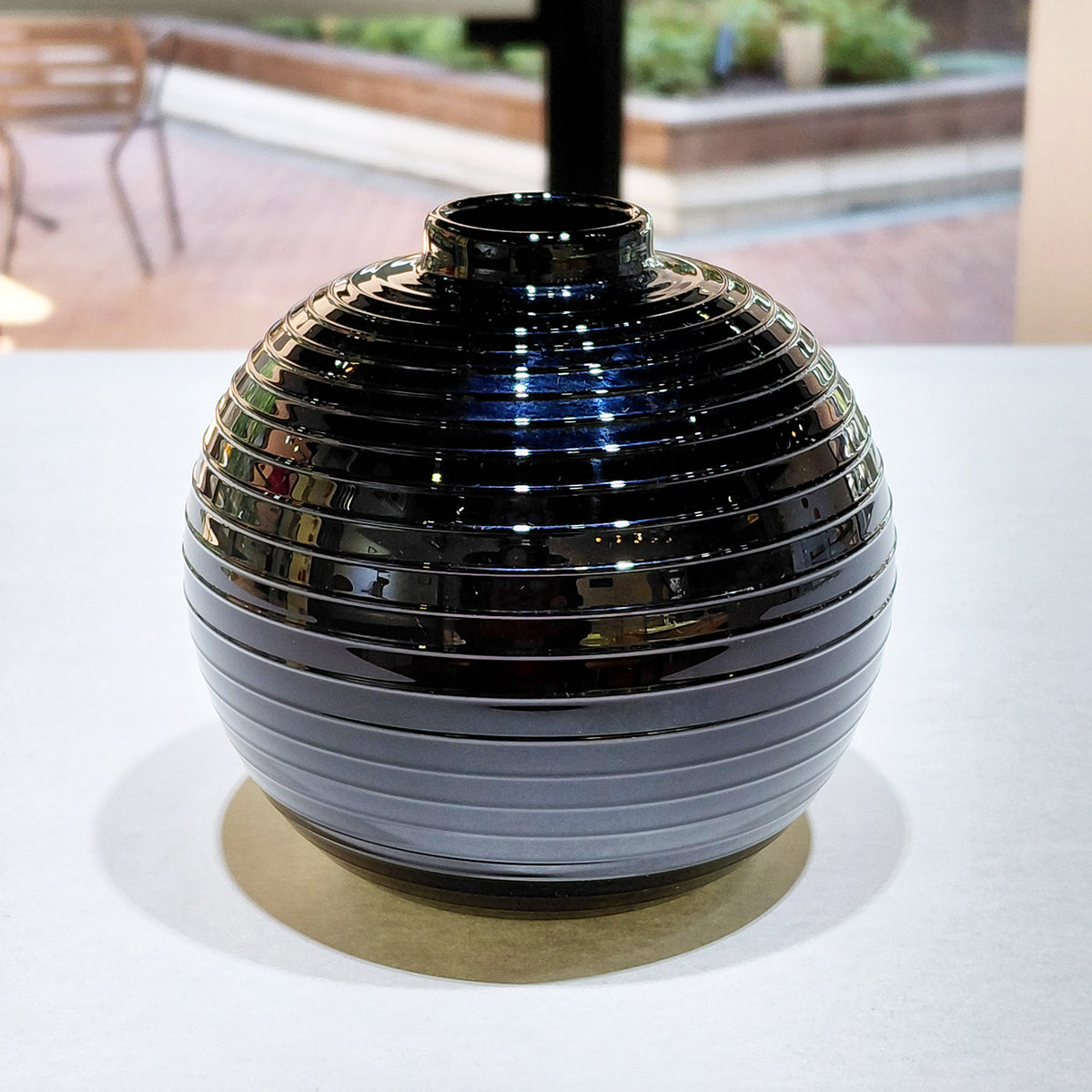 Hand Blown Black Threaded Glass Bud Vase by Jarrod Futscher/Takttime | Rebecca Myers Collection