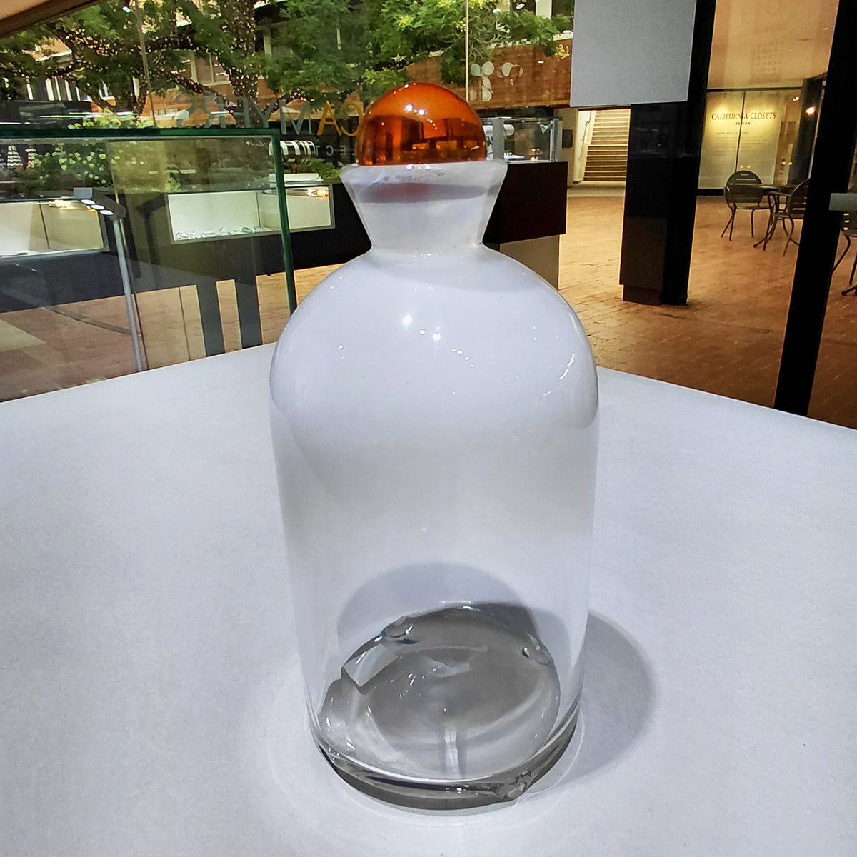 Hand Blown Whiskey Bottle with ambe glass stopper by Jarrod Futscher | Rebecca Myers Collection