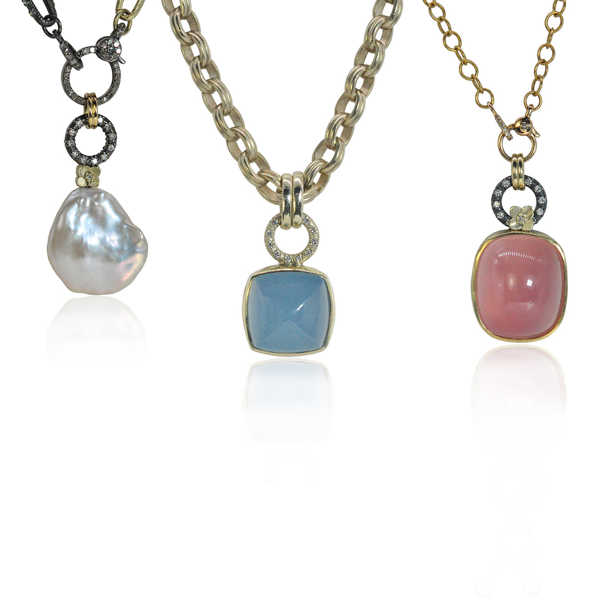 Gemstone Pendants with Halo Toppers | Rebecca Myers Collection